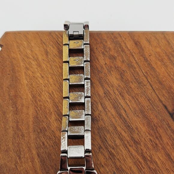 Fossil Silver Tone Purple Dial Watch Open Link Y2K Style Bracelet Band ES-9200 - Picture 8 of 9